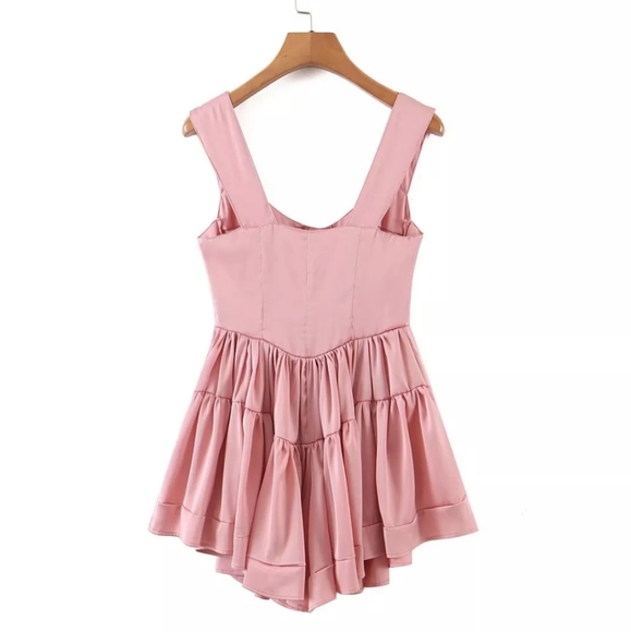 āSOLD OUTāPink Satin Romper Dress - Picture 6 of 11